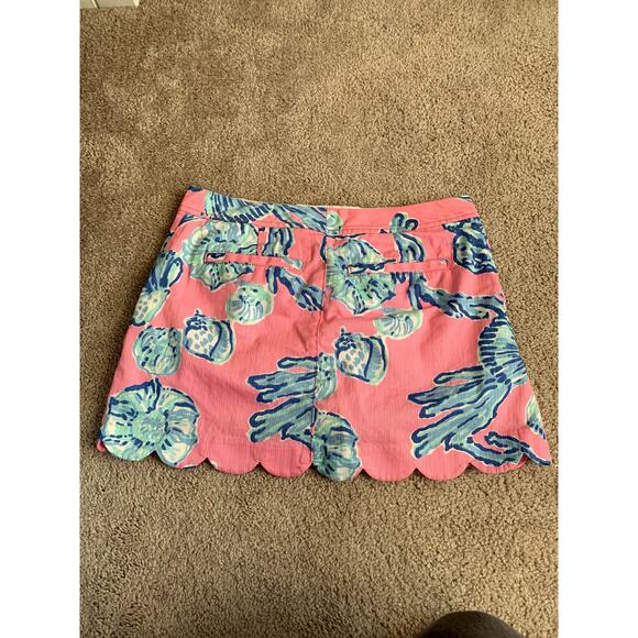 Lilly Pulitzer Collette Scallop Hem Pink Sea Skort Size 0 - Picture 3 of 6